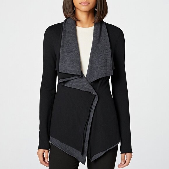 Anthropologie Moth 100% Wool Two Tone Cardigan Sweater Size M - Picture 1 of 8